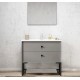 FH 900x450x850mm Grey Floor Standing Plywood Vanity with Stainless Black Frame Leg And Shelf